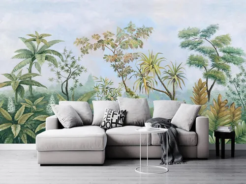 Miniatura 18 de Mural de pared de picos de montaña y bosque para dormitorio, sala de estar, papel tapiz para decoración 158" x 110" (no autoadhesivo)