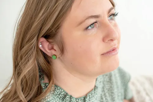 Miniatura 7 de Juego de Aretes de Tuercas, Brillo, 10 mm, Tuercas Redondas para Mujeres, Niñas y Hombres, Hecho a Mano, Postes de Acero Inoxidable para Orejas