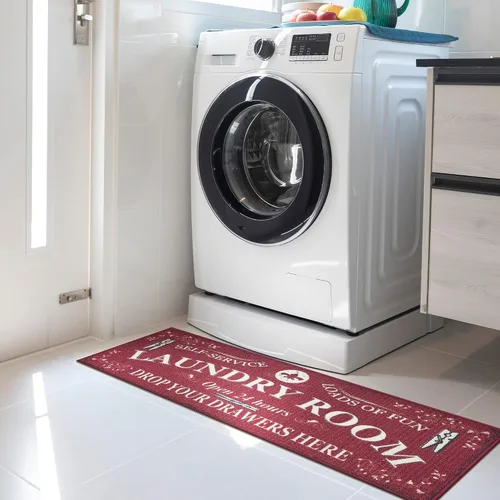 Miniatura 38 de Alfombra lavable a máquina con diseño de texto antideslizante con parte trasera de goma, 2 x 5, para lavandería, para baño, lavadero, 20 x 59