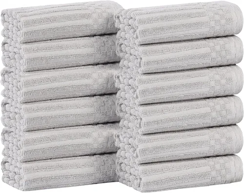 Miniatura 170 de Superior Juego de 6 toallas de algodón sólido y acanalado, toallas de cara de 13 x 13 pulgadas, toallas de mano de 16 x 28 pulgadas, toallas de baño