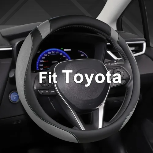 Miniatura 12 de West Llama Funda personalizada para volante de automóvil para Toyota Tacoma, 4Runner, Tundra, Sequoia, 15.5-16 pulgadas (negro + azul, tamaño grande)
