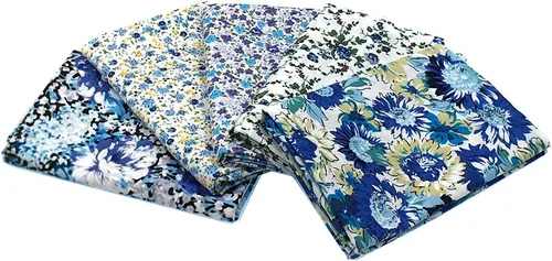 Paquete de 5 piezas de tela de popelina azul claro con patrón diferente, 18.1 x 22.0 in (aprox. 18 x 22 pulgadas)