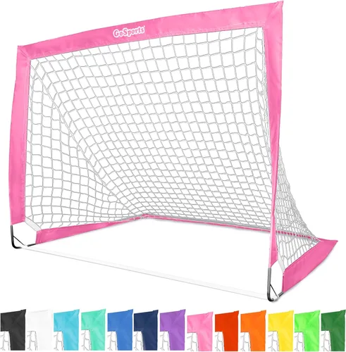 GoSports - Arcos de fútbol portátiles para niños, 13 opciones de color, elige 4 x 3 pies o 6 x 4 pies, redes desplegables de tono de equipo para Rosa