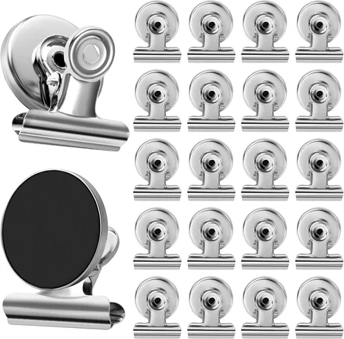Miniatura 27 de VNDUEEY Paquete de 20 imanes para nevera, clips magnéticos fuertes resistentes, clips magnéticos para pizarra blanca, imanes para nevera, taquilla