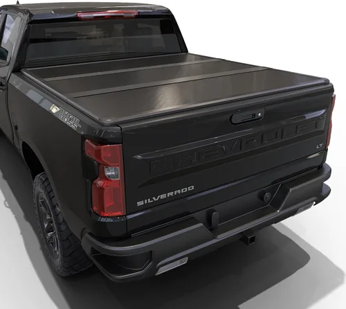 Cubierta rígida de tres pliegues para caja de camioneta compatible con Chevy Silverado/GMC Sierra 1500 2007-2026 con caja de 5.8 pies (69.6 pulgadas)