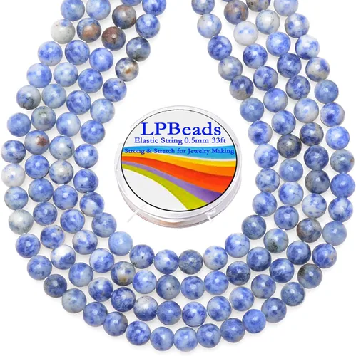 Miniatura 20 de LPBeads 100 piezas de cuentas sueltas de jade blanco natural pulido de 8 mm y redondo con cordón elástico para hacer joyas y pulseras Jade blanco