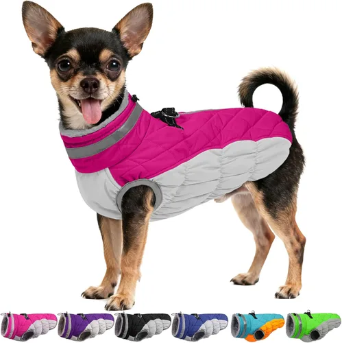Miniatura 61 de Abrigo de invierno para perro, chaqueta grande para perro, chaqueta impermeable para mascotas con cremallera trasera, abrigo para mascotas con arnés