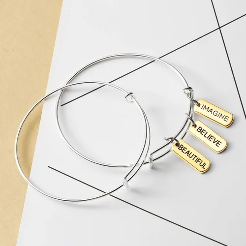 Miniatura 4 de Hicarer Dijes de palabras grabadas motivacionales, accesorios para hacer joyas, collares, pulseras, llaveros (dorado, 80 unidades)