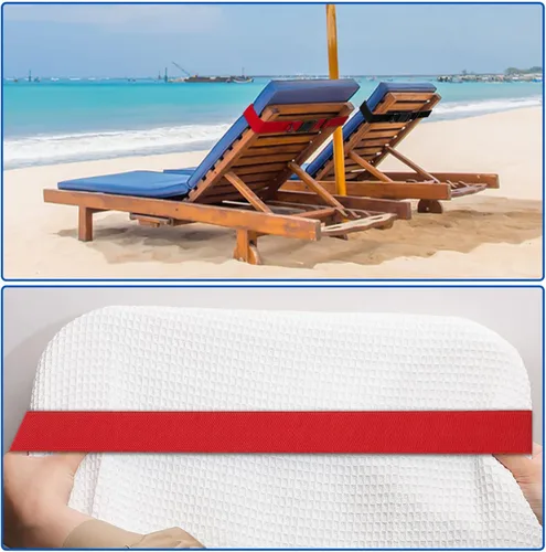 Miniatura 5 de Paquete de 8 bandas de toalla de playa, bandas de toalla de playa, clips de toalla elásticos para sillas de playa, artículos esenciales de crucero