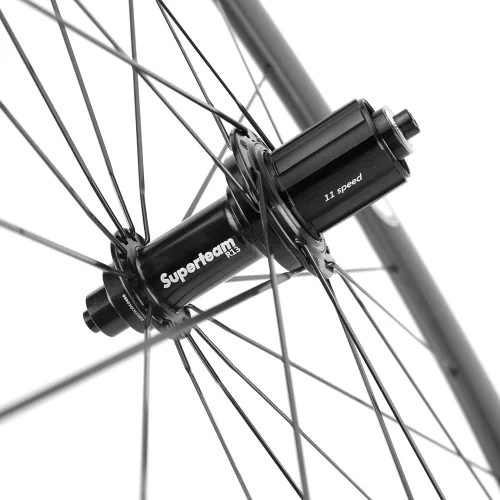 Miniatura 9 de Superteam Ruedas de Bicicleta de Carretera de Fibra de Carbono 700C, Juego de Ruedas Clincher de 50mm, Mate de 23 de Ancho Negro brillante