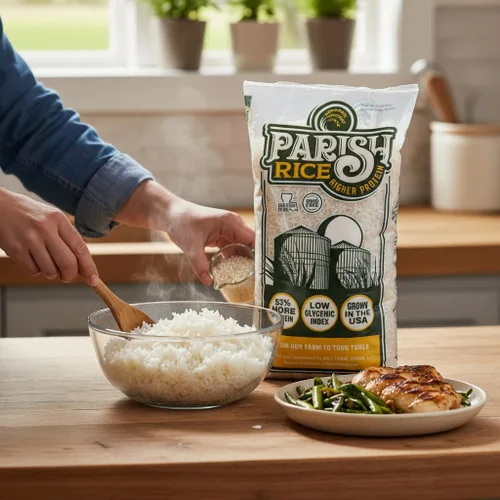 Miniatura 6 de M&S Fruge Farms Arroz blanco parroquial con alto contenido de proteínas con bajo índice glucémico, arroz blanco de grano largo cultivado localmente