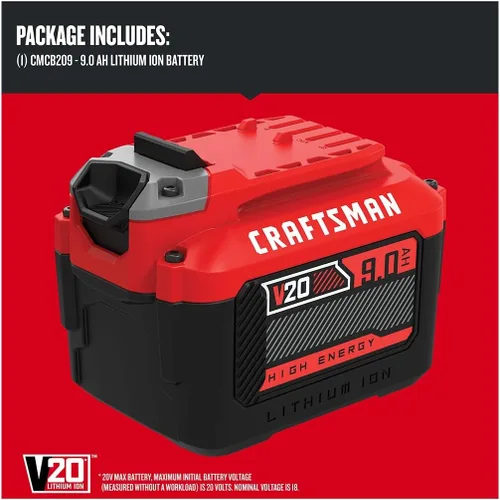 Miniatura 3 de Bateria de iones de litio CRAFTSMAN V20 para herramientas eléctricas, 9 Ah, indicador de carga LED (CMCB209)