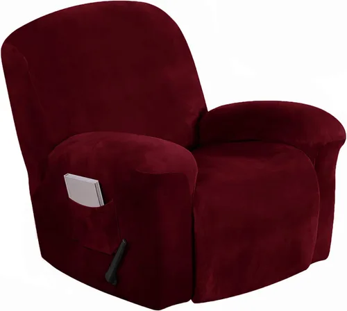 Miniatura 23 de Aedlcal Fundas para sofá reclinable, 10 piezas, fundas de sofá reclinable de felpa de terciopelo con consola central, con bolsillo lateral
