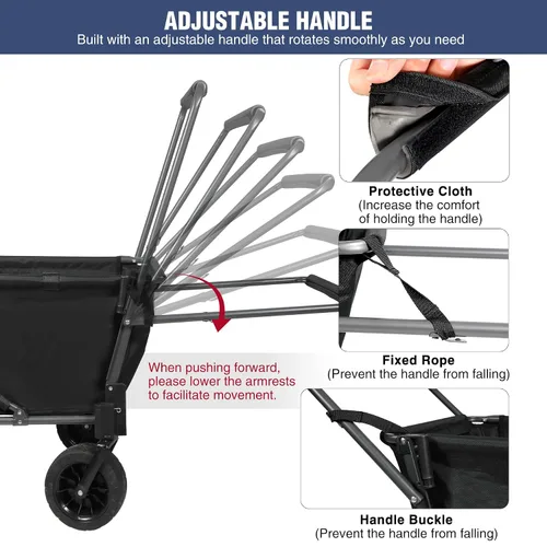 Miniatura 9 de REDCAMP Carro Plegable para Perros con Extremo Trasero Extensible de Servicio Pesado, 220L Carrito Utilitario Plegable Grande Cochecito para Perros