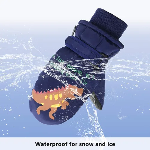 Miniatura 3 de American Trends Guantes de nieve de invierno para niños pequeños, guantes de esquí impermeables de forro polar cálido para niños y niñas
