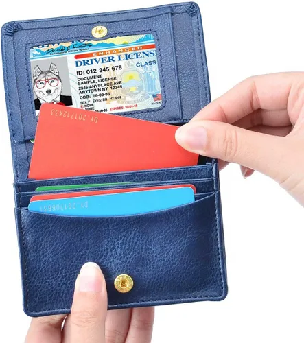 Miniatura 4 de XEYOU Funda para tarjetas de crédito, tarjetero para tarjetas de crédito, pequeña cartera de bolsillo frontal para mujer, Azul, Moderno