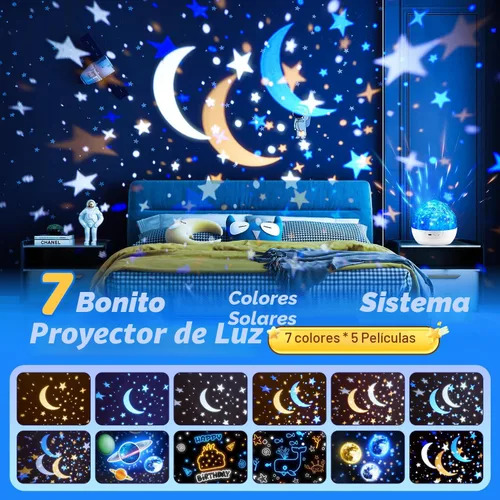 Miniatura 3 de Sistema solar para niños, proyector de luz nocturna, rotación de 360°+5 películas, proyector espacial planeta para dormitorio, luz nocturna Blanco