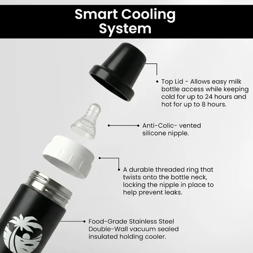 Miniatura 3 de Waiu - Biberón aislado de acero inoxidable de 4 onzas, mantiene las bebidas frías 24 horas, calientes 8 horas, sin BPA, aislado al vacío, biberón