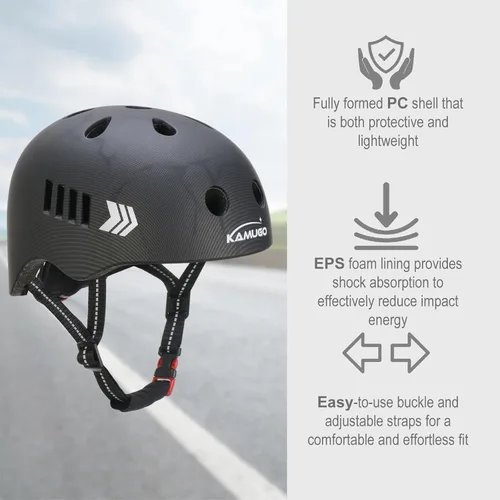 Miniatura 3 de KAMUGO - Juego de cascos de bicicleta para niños, casco ajustable para niños de 2 a 8 años, niños y niñas, con equipo de protección deportiva