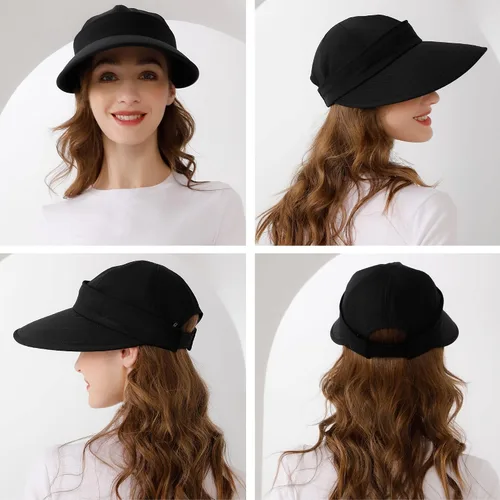 Miniatura 5 de Sombrero de sol para mujer, 2 en 1, con cremallera, protección solar, visera de playa, sombrero de golf plegable