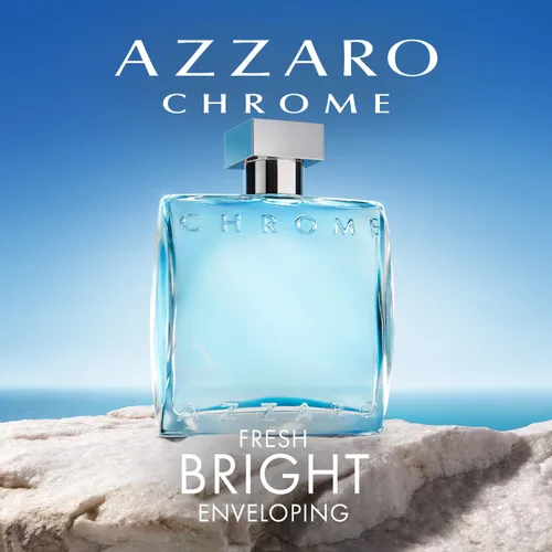 Miniatura 3 de Azzaro Eau de Toilette cromado, colonia acuática fresca para hombre, fragancia cítrica, amaderada y almizclada, notas frescas de bergamota, uso