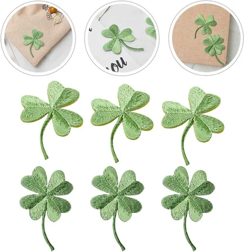 Miniatura 3 de EXCEART Tréboles bordados de cuatro hojas, parches para planchar, tréboles verdes, apliques de tréboles irlandeses para bricolaje, mochilas, jeans