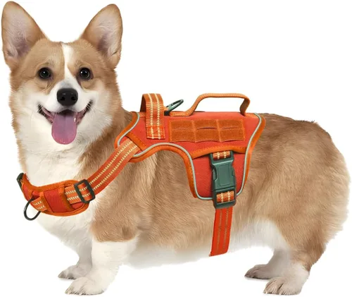 Miniatura 29 de Arnés para perros grandes resistente, arnés táctico sin tirones para perro con sistema Molle, chaleco para perro de servicio fácil de poner y Negro