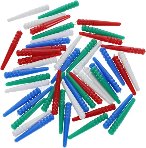 Miniatura 6 de WE Games 48 clavijas de plástico estándar con un diseño cónico en 4 colores: rojo, blanco, azul y verde Rojo/Blanco/Azul/Verde
