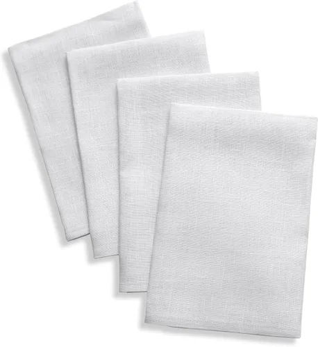 Miniatura 81 de Solino Home Fete - Juego de 4 manteles individuales blancos de 100 % lino puro, de 14 x 14 pulgadas, para verano, 4 de julio, color blanco