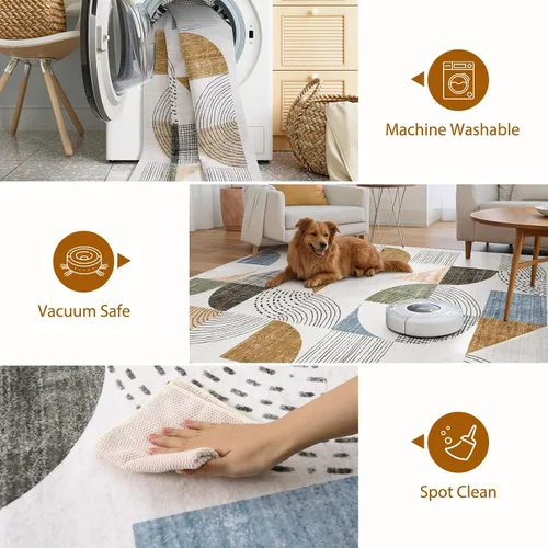 Miniatura 3 de Beeiva Alfombra de Pasillo Lavable Boho de 2 x 6 Pulgadas, Alfombras de Pasillo para Interiores Antideslizantes con Respaldo de Goma, Alfombra