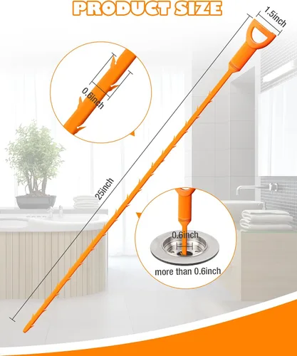 Miniatura 3 de Herramienta Serpiente para Fregadero de 25 Pulgadas para Eliminar Obstrucciones de Desagüe, Paquete de 6 Herramientas Limpiadoras de Desagüe