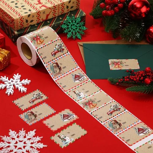 Miniatura 3 de Outus 500 etiquetas de Navidad, etiquetas autoadhesivas de regalo para regalos de Navidad, etiquetas de nombre de Navidad, etiquetas para papel