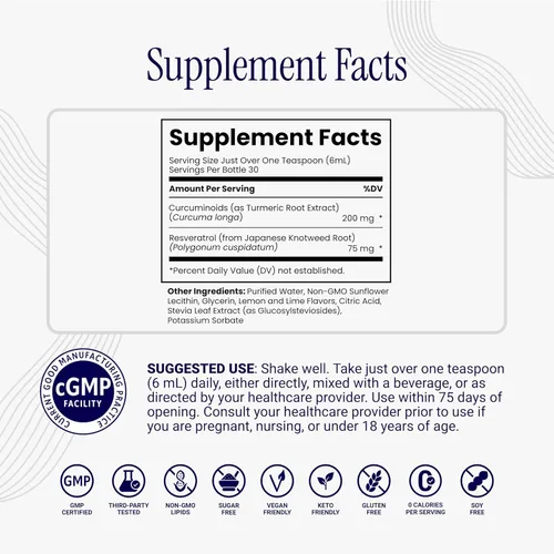 Miniatura 3 de Rho Nutrition Curcumina liposomal + resveratrol (paquete de 1) – Suplemento de curcumina líquida de ultra alta absorción – Promueve la comodidad
