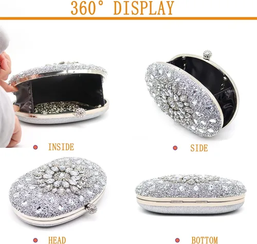 Miniatura 3 de Bolsos de mano de noche con diamantes de imitación para mujer, bolso de mano de boda, bolso de fiesta de novia, diamantes de graduación, bolsos