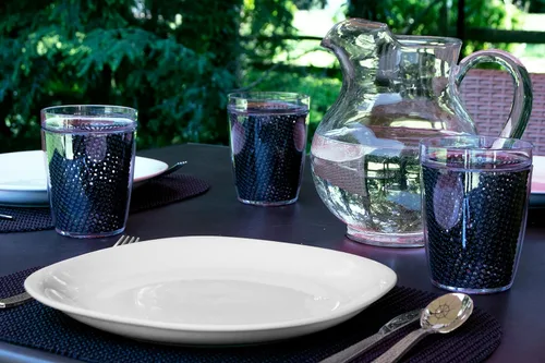 Miniatura 2 de Kraftware Mantel individual ovalado de red para cualquier mesa de exterior, negro, juego de 6, pequeño