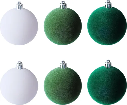 Miniatura 9 de Amooca Bolas de Navidad grandes de 3.15 pulgadas, adornos flocados para colgar en el árbol de Navidad, decoración para colgar en el árbol