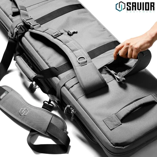 Miniatura 5 de Savior Equipment Specialist Series Tactical Double Long Gun Bag Case Backpack 4 Pistol Handgun Storage, Lockable Zippers, Padded Drag Handles, Gris