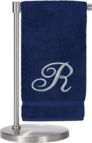 Miniatura 115 de Script R - Toalla de baño con monograma, regalo personalizado, 27 x 54 pulgadas, juego de 1 toalla bordada con texto dorado, 100% algodón turco