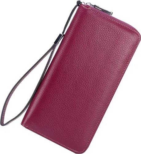 Miniatura 9 de Lavemi Pequeña cartera compacta para mujer, con bloqueo RFID, de piel auténtica, plegable, con ventanas de identificación