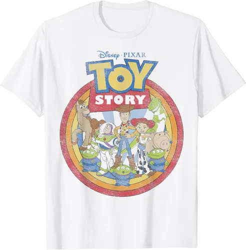 Disney Pixar Toy Story - Camiseta vintage con logotipo de retrato, Blanco, S