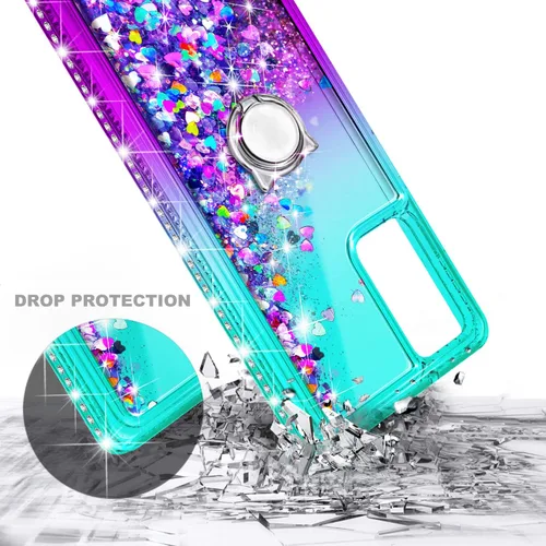 Miniatura 3 de NZND Compatible con Samsung Galaxy A13-5G funda para teléfono, aguamarina/morado Brillante purpurina flotante cascada líquida linda cubierta