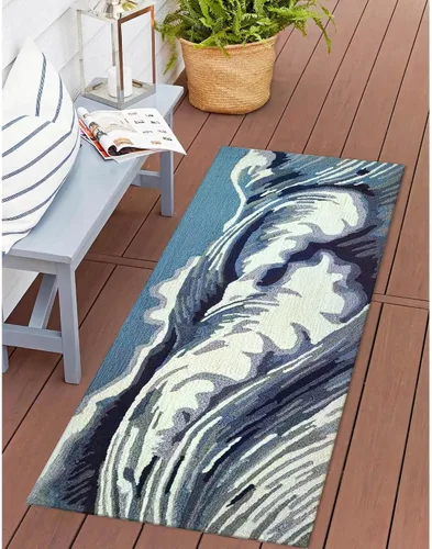 Miniatura 75 de Liora Manne CAPR5163633 - Alfombra costera para interiores y exteriores, color azul marino, 2 pies x 5 pies Cuerdas Navy