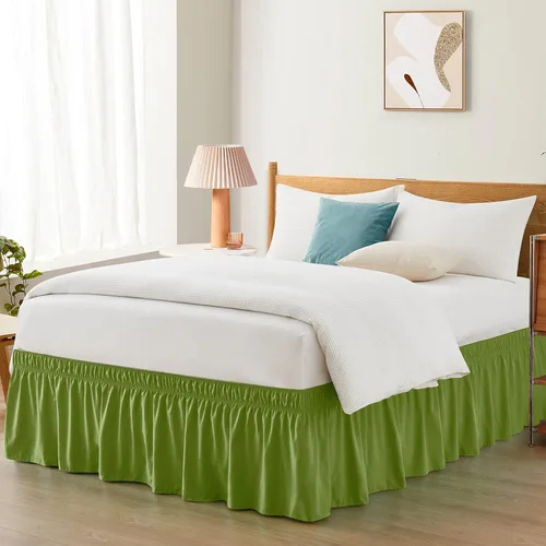 Miniatura 11 de Entisn Falda de cama ajustable negra para cama Twin y Twin XL - con caída entallada de 14 pulgadas, faldas de cama envolventes con cinturón elástico