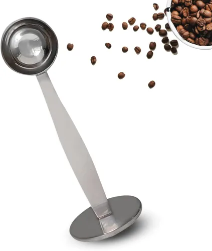 Cucharas de café 2 en 1, cucharada de acero inoxidable 304, con parte inferior prensada para prensa de granos de café, prensa de molienda de café