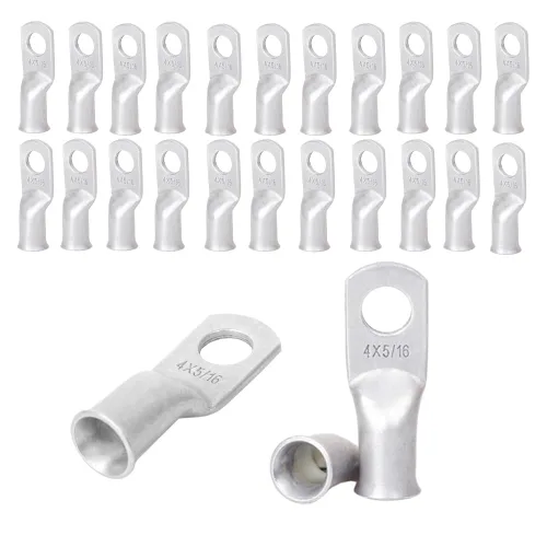 Miniatura 27 de 2/0 AWG 5/16" Stud (25 piezas), terminal de anillo de batería resistente, conectores de calibre 00, lengüetas de alambre de cobre 2/0, terminales