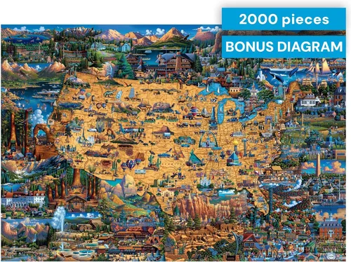 Miniatura 6 de Buffalo Games Eric Dowdle - Rompecabezas de 2000 piezas con mapa de parques nacionales, grande, 38.5 x 26.5 pulgadas, rompecabezas para adultos