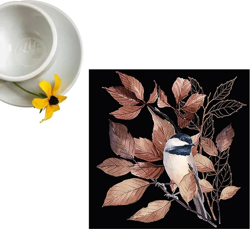 Miniatura 5 de Servilletas de pájaros de otoño de 13 x 13 pulgadas, servilletas de invierno negras, diseño de animales de Navidad, decoración para decoupage