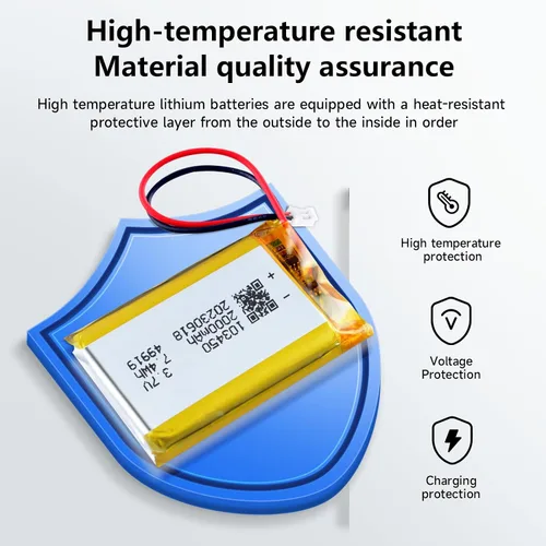 Miniatura 5 de Paquete de 2 baterías de 3.7 V 2000 mAh 103450, 103450 baterías con conector JST PH de 0.079 in para controlador PS4 serie CUH-ZCT1