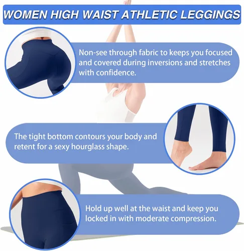 Miniatura 4 de YOYOYOGA Yoga Leggings for Women Carbon Finishing High Waisted Yoga Pants with Pockets Workout Running Legging