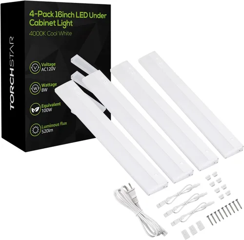 Miniatura 9 de TORCHSTAR Iluminación para debajo del gabinete, kit de luz LED enlazable para debajo del gabinete, control individual, 12 pulgadas, blanco cálido